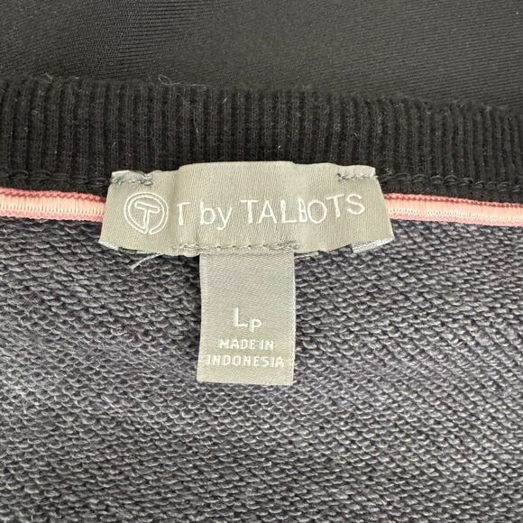 T by Talbots Dress Womens LP Large Petite Black Gray Camo Terry Knit Shift - Picture 3 of 8